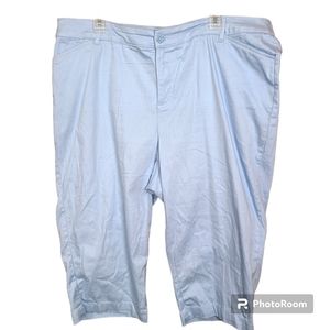 St. John's Bay Size 20W Sky Blue Mid-Rise Cotton-blend Capri Pants EUC